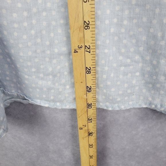 RACHEL ZOE Baby blue White Polka Dot Long Sleeve V-Neck neck Linen Top Tunic 3X‎ - Picture 11 of 11